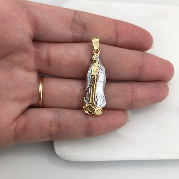 18K Gold Layered Oro Laminado 36mm Two Tone Our Lady of Guadalupe (Bulto) 31.0112